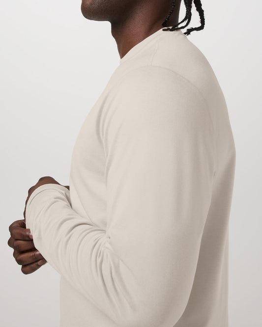 Men's Long Sleeve Ponto Performance Tee Oatmeal Heather | Vuori for sale