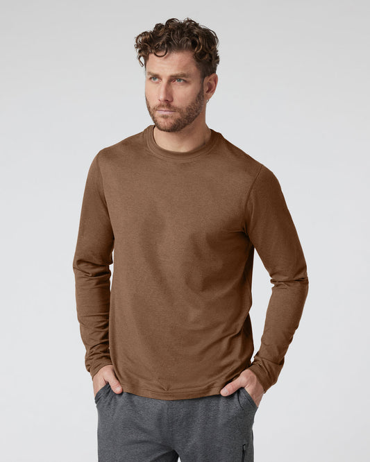 Long Sleeve Ponto Performance Tee Pecan Heather | Vuori shop